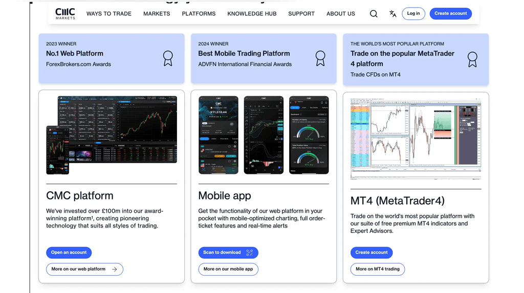 Platform benefits presented alongside clear account-opening actions.